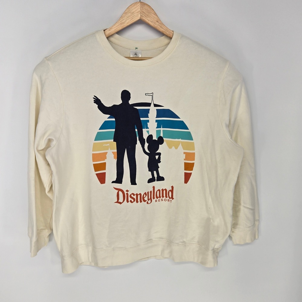 Disney Disneyland Resort Sweatshirt Mens XXL Cream Partners Statue Retro Graphic